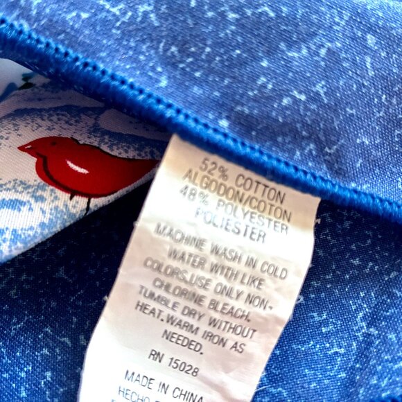 Blue Tablecloth Christmas Holiday Snowmen Snowflakes Cotton Blend 82” x 59” - Picture 13 of 14